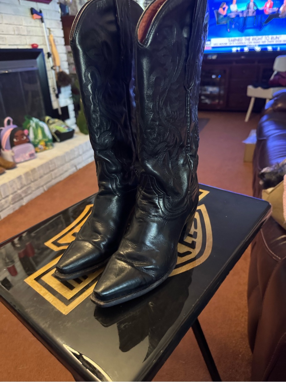 Dan Post Black Leather Women's Western Boots - Embroidered Shaft
